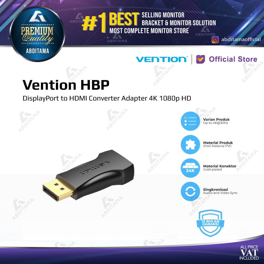 Vention Displayport to HDMI Converter Adapter 4K 1080P HD HBP HBK