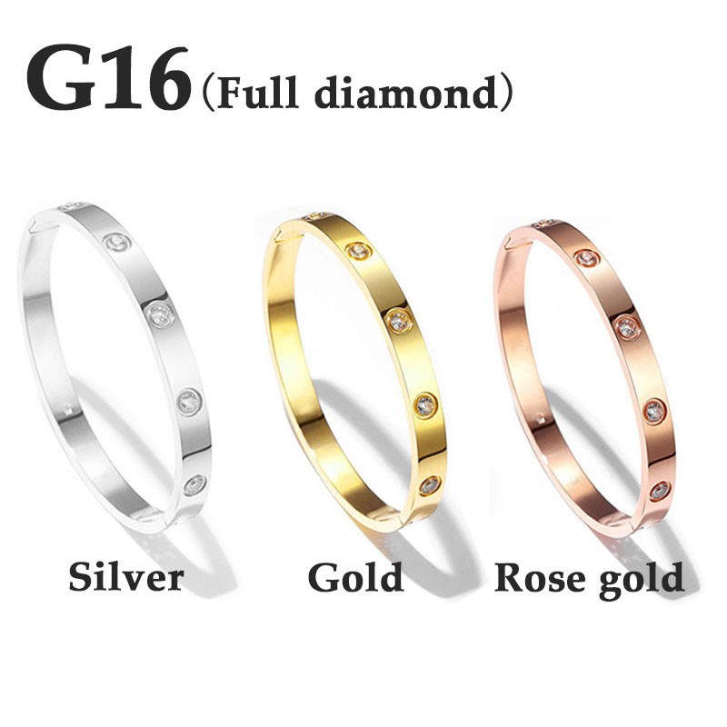 [ACKER] 24K Emas G16 Stainless Diamond Cincin Abadi Gelang Gelang Pasangan