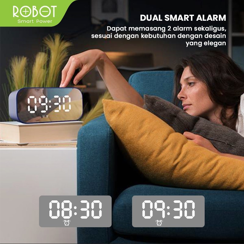 Robot RB560 Speaker Bluetooth Alarm Clock LED Indicator Bluetooth 5.0