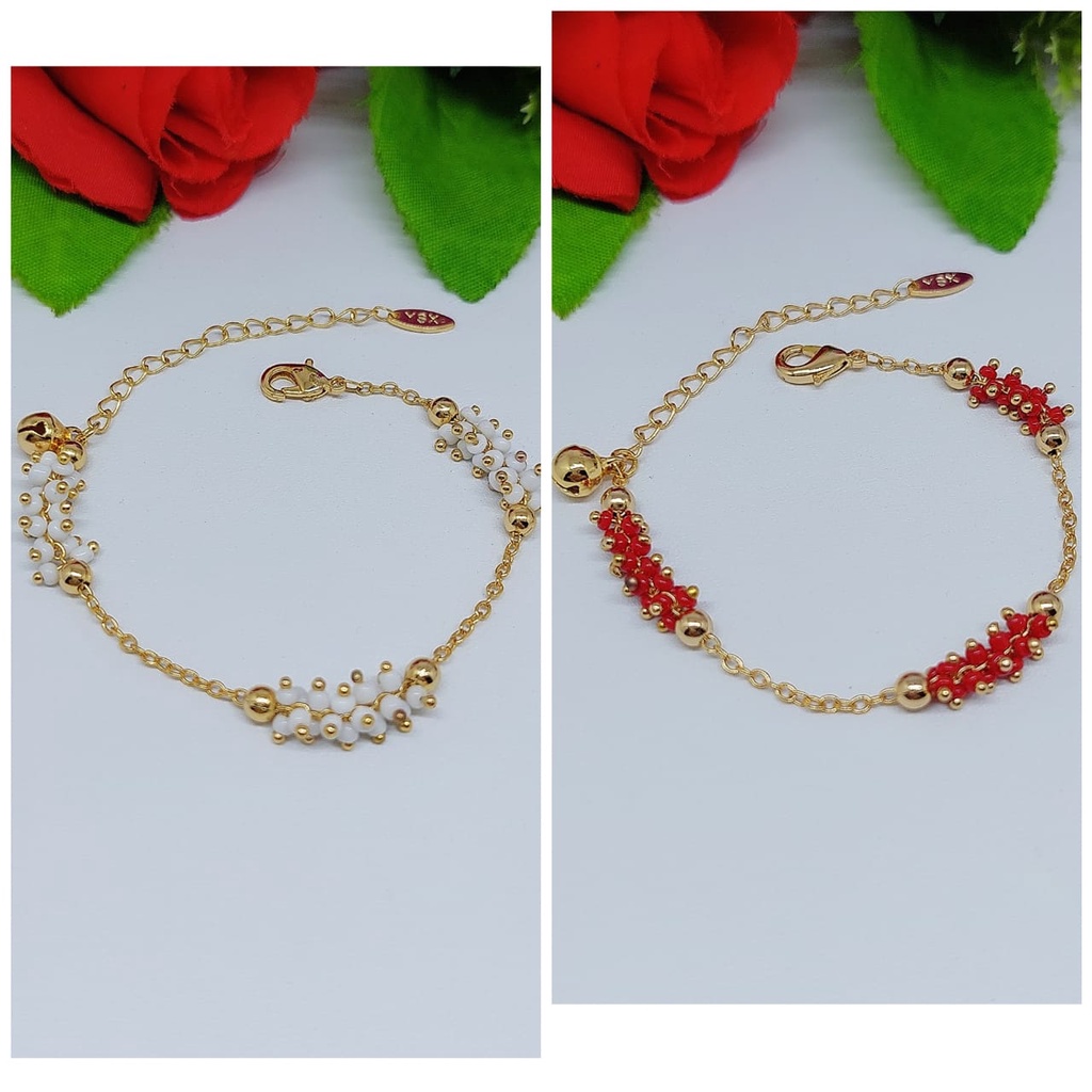 Gelang Xuping Motif Merah &amp; Putih Lapis Emas 006