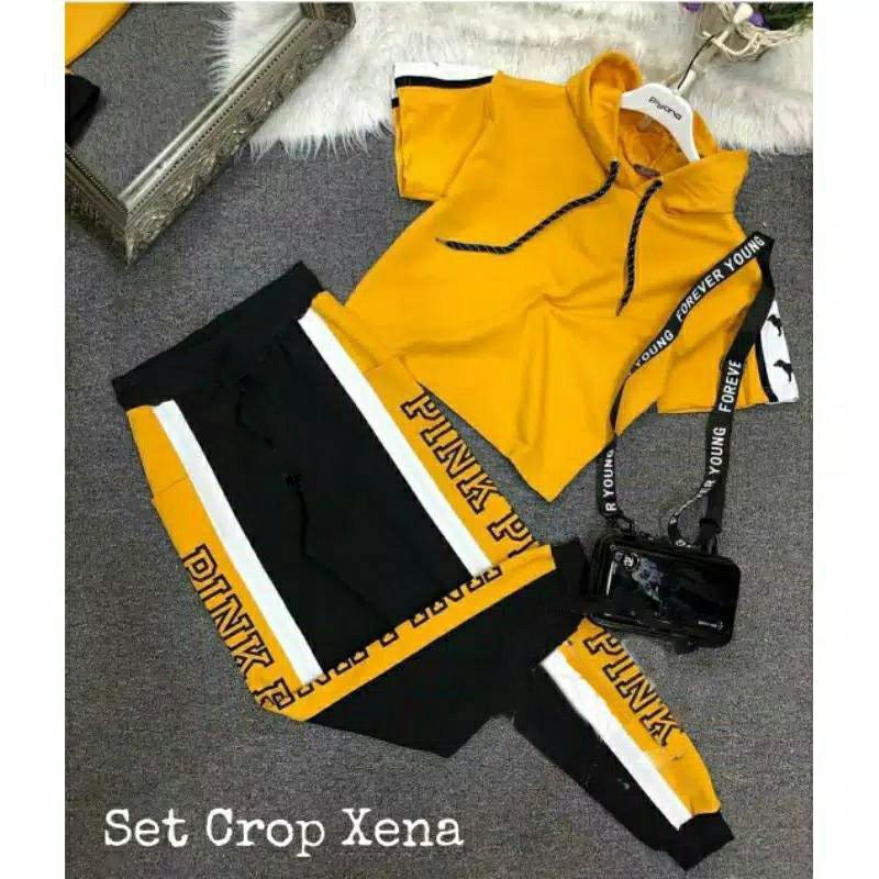 Setelan Crop Xena / Setelan Wanita / Pakaian Wanita / Setelan / Atasan Wanita / Setelan Crop