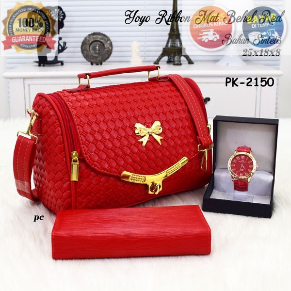 COD TAS SELEMPANG WANITA YOYO TIKAR MERAH MAROON TALI PANJANG TOTE SLEMPANG PAKET HEMAT FREE DOMPET 
