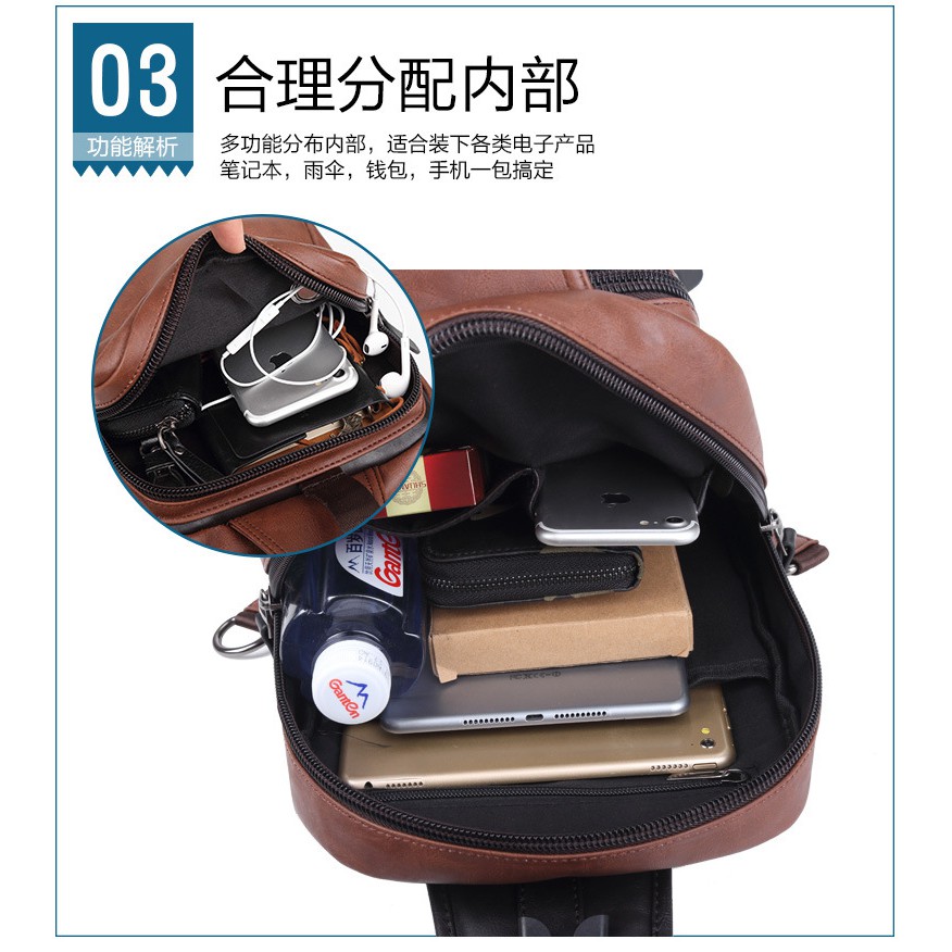 [ORIGINAL] Etonweag Tas Selempang Kulit Pria Korean Style Shoulder Messenger Bag Outdoor Sports Import