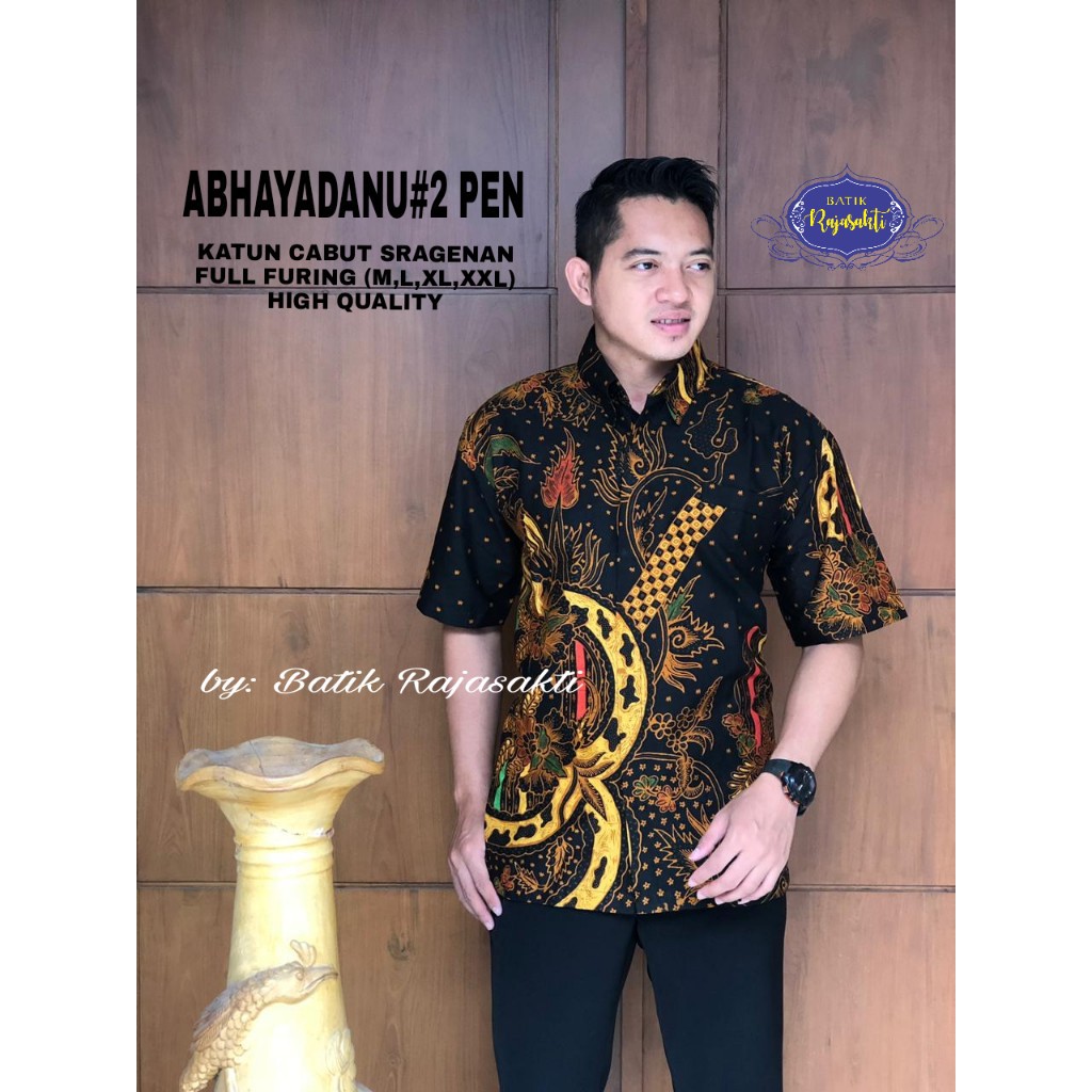 ABHAYADANU 2 PEN RAJASAKTI KEMEJA BATIK SOLO PRIA LENGAN PENDEK LAPIS FURING ATASAN BATIK PREMIUM MODERN KATUN HALUS BAHUWIRYA  BANAMITRA BANAMITRA PUTIH BANGSAWAN BAYU PUTRA BERLIAN BIRU BHARATAYUDA BIMASENA BIRENDRA BIRU INDAH BRAHMAKERTA BRAHMAKERTA
