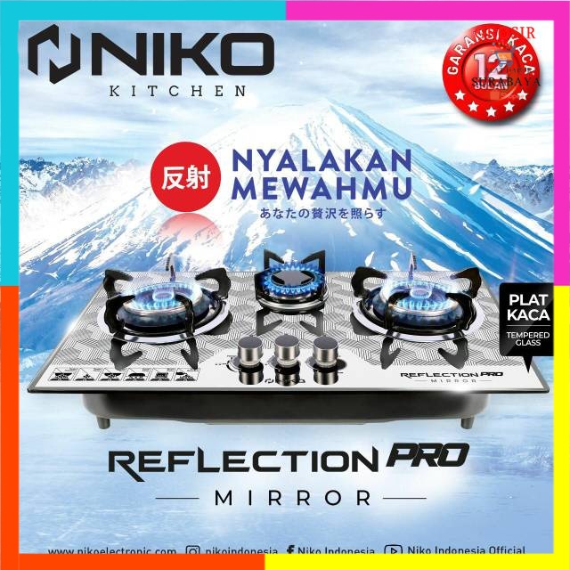 NIKO REFLECTION PRO MIRROR /Kompor Tanam Gas Niko Kaca 3 Tungku