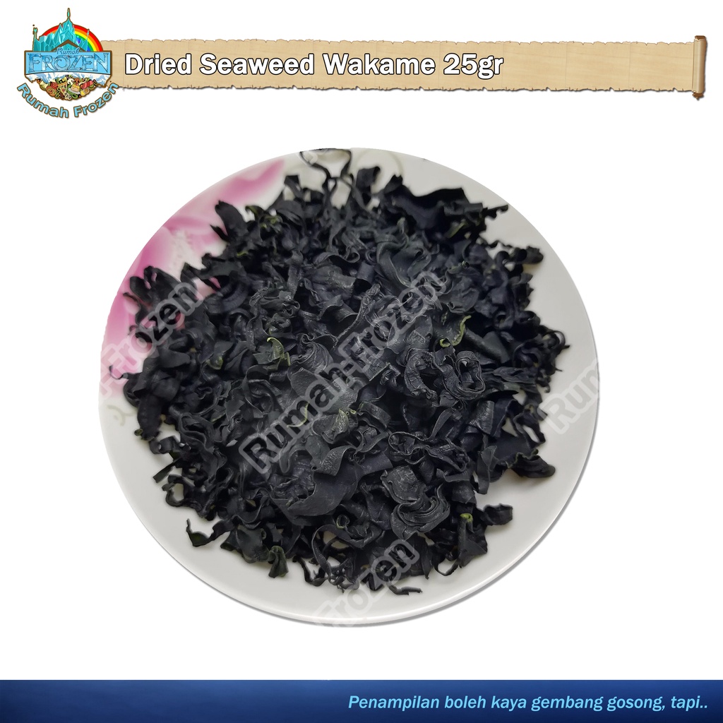 

Dried Wakame Seaweed 25gr | Wakame Potong | Rumput laut Kering Topping Miso Soup, Udon, Ramen