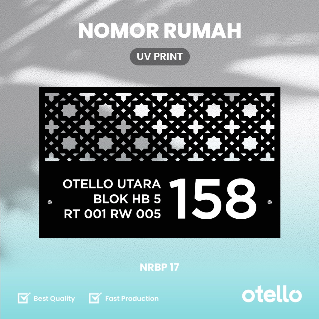 Custom Papan Alamat Rumah Akrilik Bolong + UV Nomer Modern Eksklusif Nomor Kost Hotel Lasercutting Otello NRBP 17