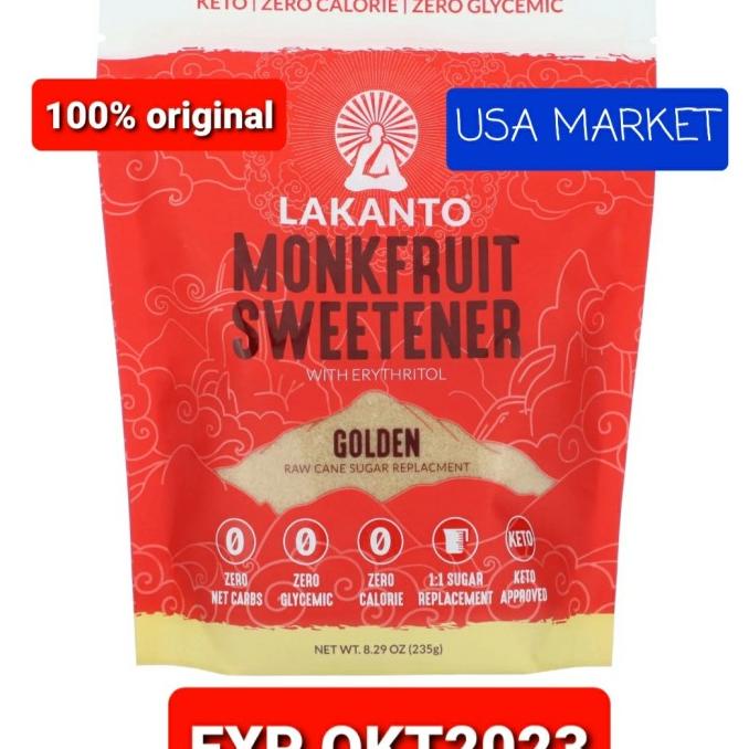 

Lakanto monkfruit monk fruit sweetener ,erythritol ,golden 235 grm
