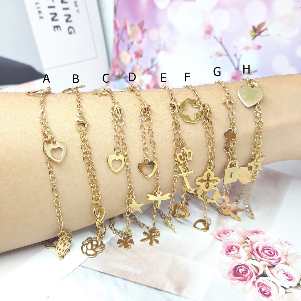 Gelang Kaki Tangan Besar Titanium Fashion Korea  Gold - BB628