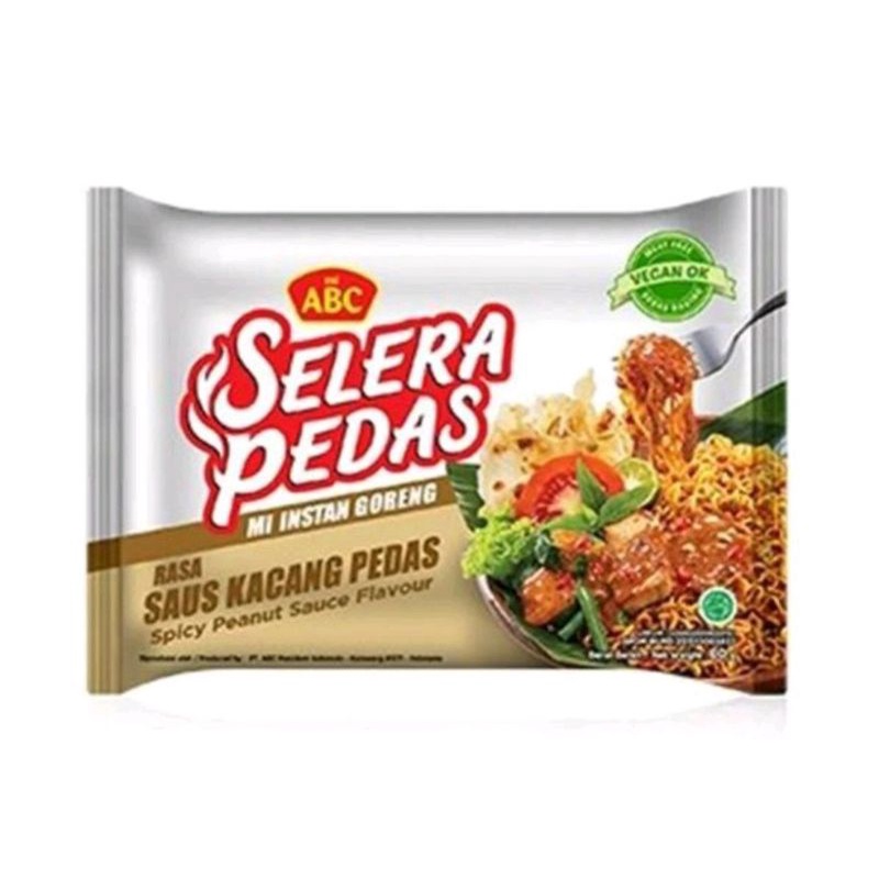 MIE INSTAN GORENG ABC SELERA PEDAS RASA SAUS KACANG PEDAS