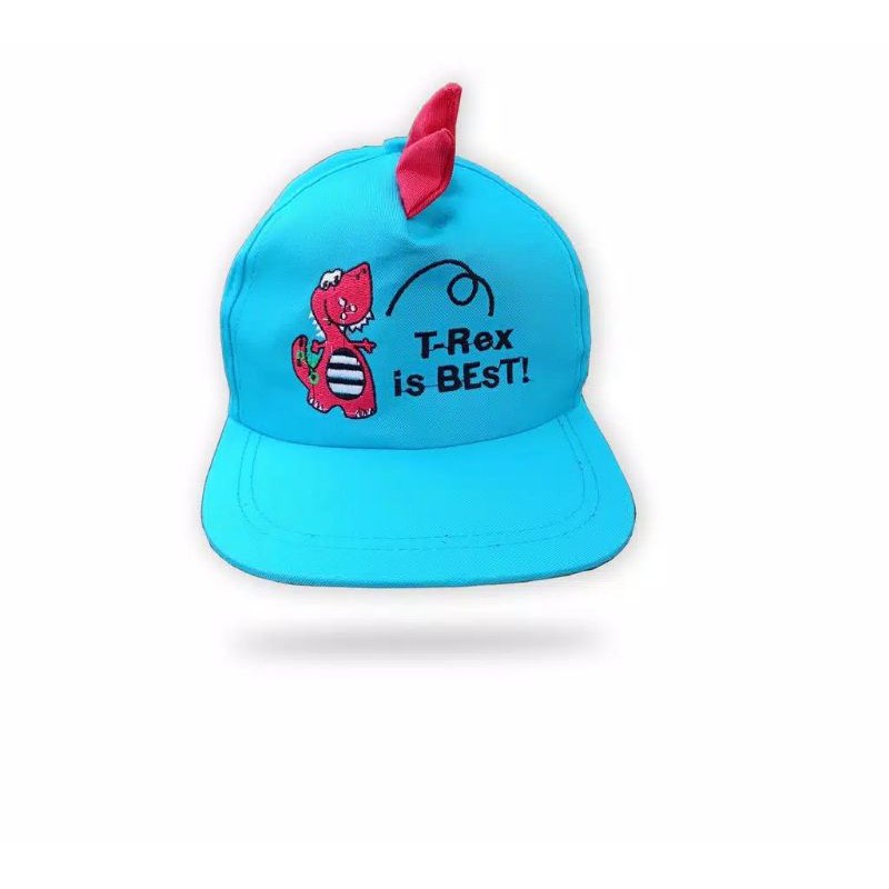 Topi Anak Motif Dino Tyrex/Topi cewe Cowo Usia 2-8 Tahun/ParisOlshop-Biru Muda Tyrex