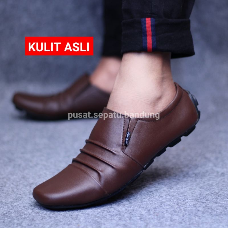 Sepatu Kantor Pria Pantofel Formal Kerja Dinas Pesta Kulit Asli Coklat Tua Dan Hitam Ukuran 38 Sampai 43