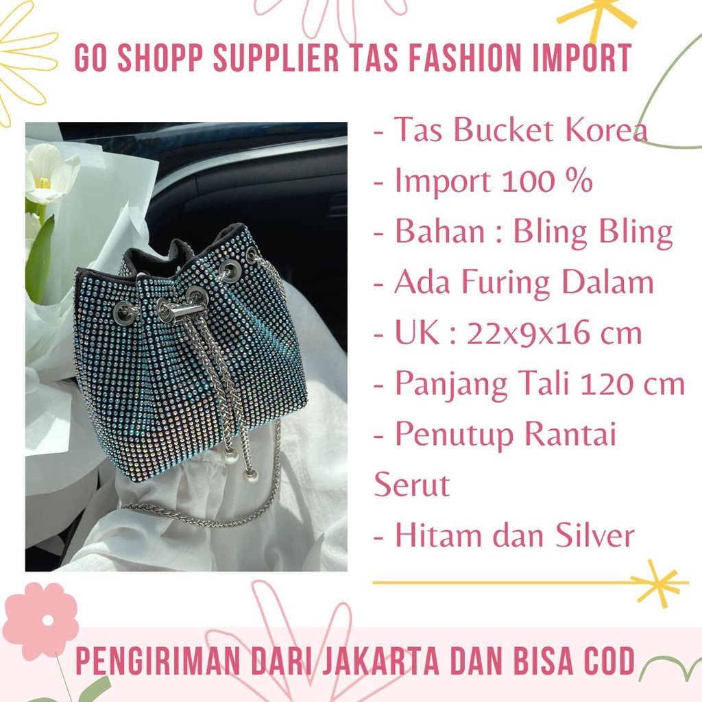 Bucket Bag Wanita Import - Tas Selempang Wanita Bling Bling Import Terbaru Fashion Korea - Tas Pesta Kondangan Mewah Kekinian [T09]