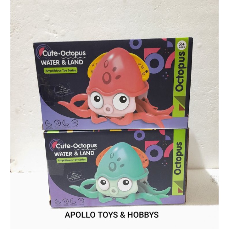 MAINAN ANAK CUTE OCTOPUS BISA JALAN DI DALAM AIR DAN DI AIR DITARIK