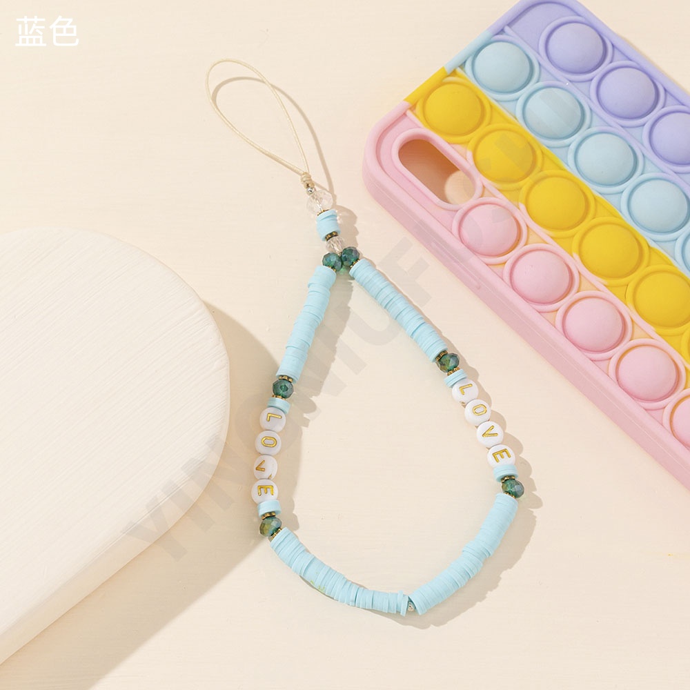 【COD Tangding】【COD Tangding】Tali Lanyard Handphone Bahan Akrilik Warna Ungu / Biru Untuk Wanita