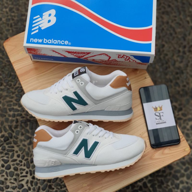 Sepatu Sneakers B4L4NC3 Encap 574 Made In Vietnam High Quality-White Green