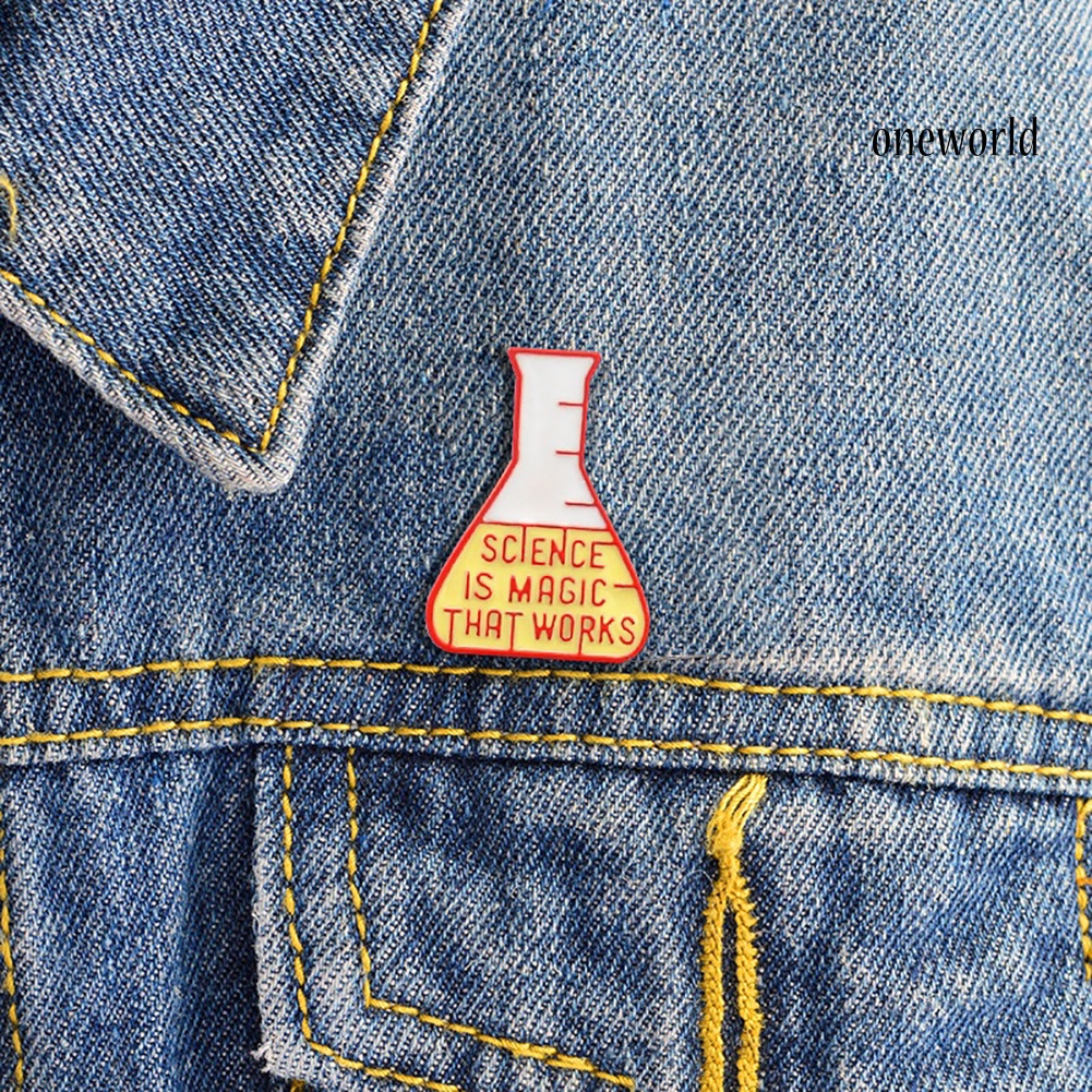 Bros Pin Desain Botol Percobaan Kimia Magic Untuk Kerah Denim