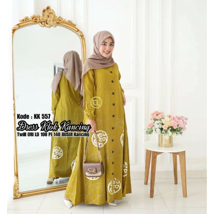 motif baru gamis twill ori batik elzhaf KK 557