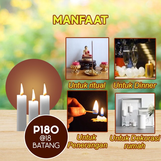 Lilin Batang Sembahyang Sukhavati P180 Putih