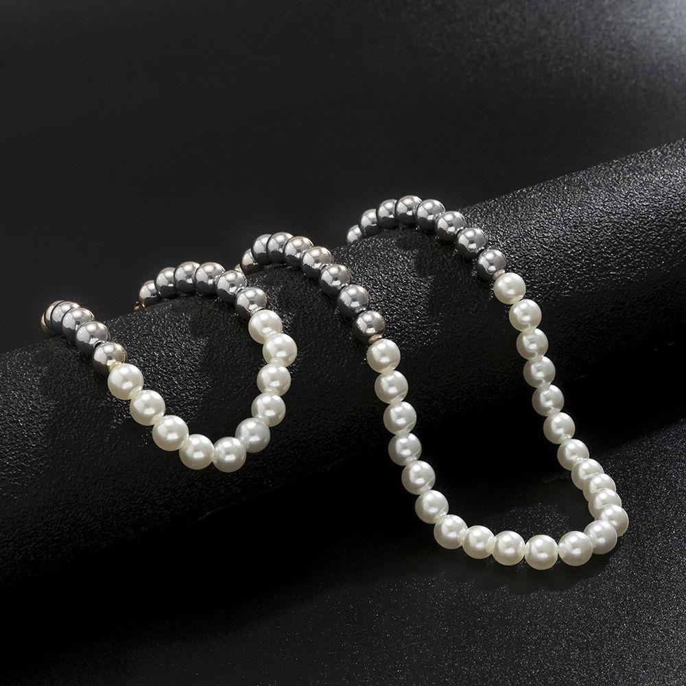 Agustina Kalung Gelang Set Kreatif Pesona Hip Hop Gaya Keren Mutiara Imitasi Laki Manik Perempuan Pria Rantai Klavikula