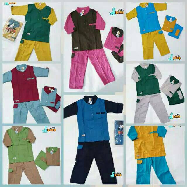 Set koko anak junior  premium size L 8-9 premium brand Little Dino Muslim Wear Khalid