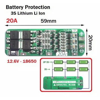 Papan PCB BMS 3S 20A pelindung baterai 18650 lithium / protect battery