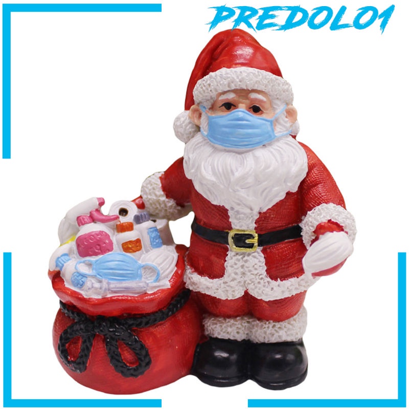 [PREDOLO1] Santa Claus Wearing Face Mask Ornament Decor Indoor Table Statue