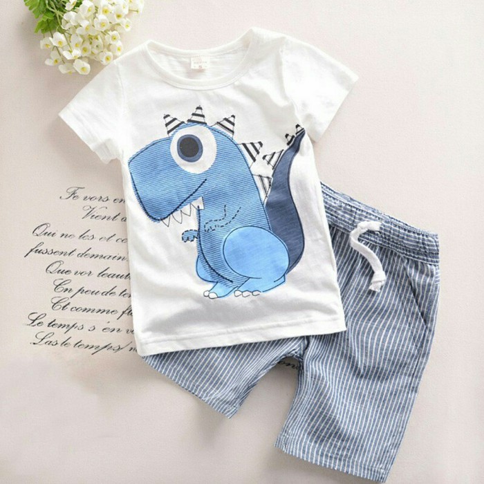 Setelan Baju Anak Laki Laki Perempuan Motif Dino Baju Anak Import Set Celana Usia Umur 1 2 3 4 Tahun