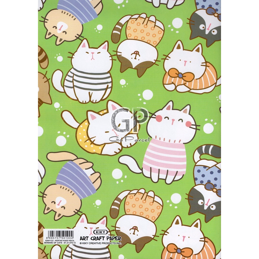 ( 5 Lembar ) CATS KIKY - KERTAS KADO BEWARE OF CATS  - GIFT WRAPPING PAPER KUCING / CUTE ANIMAL / SAFARI / PET / DOG / LION