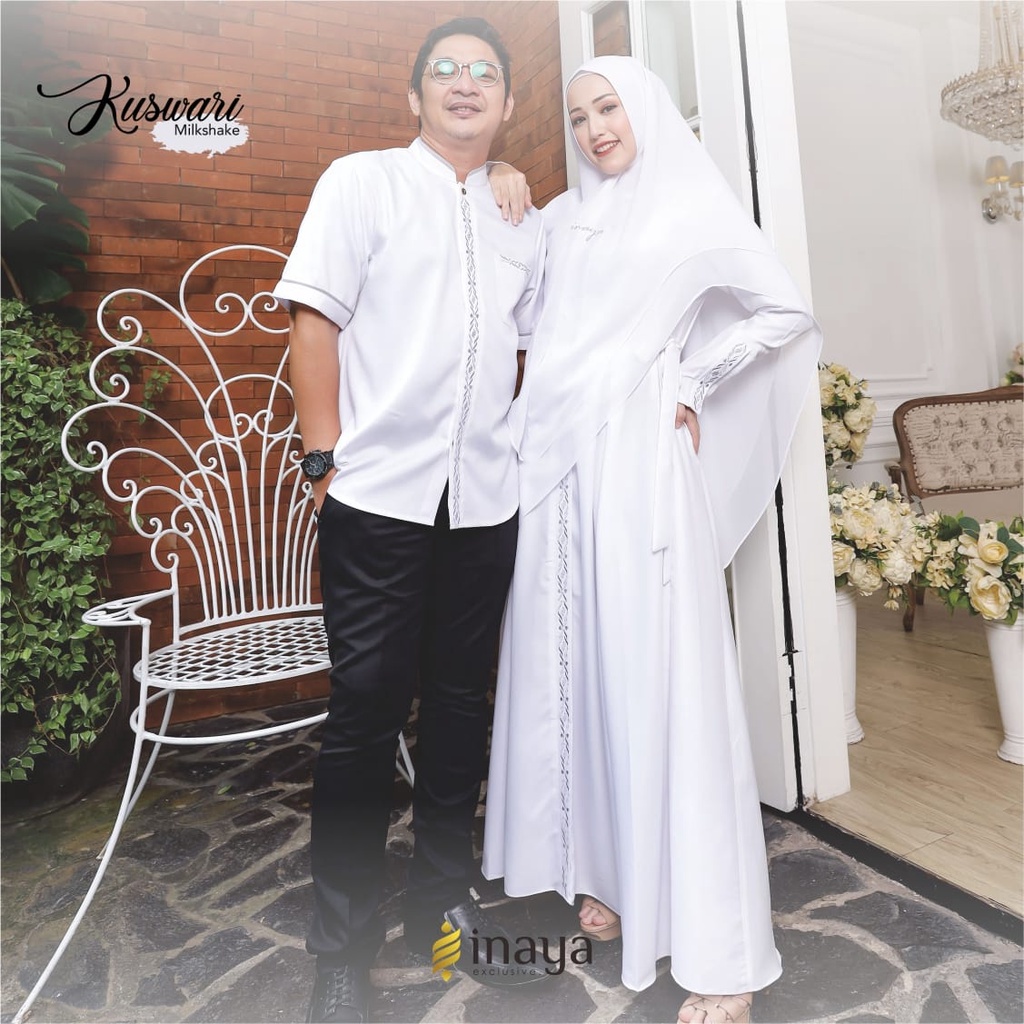 Inaya Kuswari Couple Sarimbit Set Khimar Putih