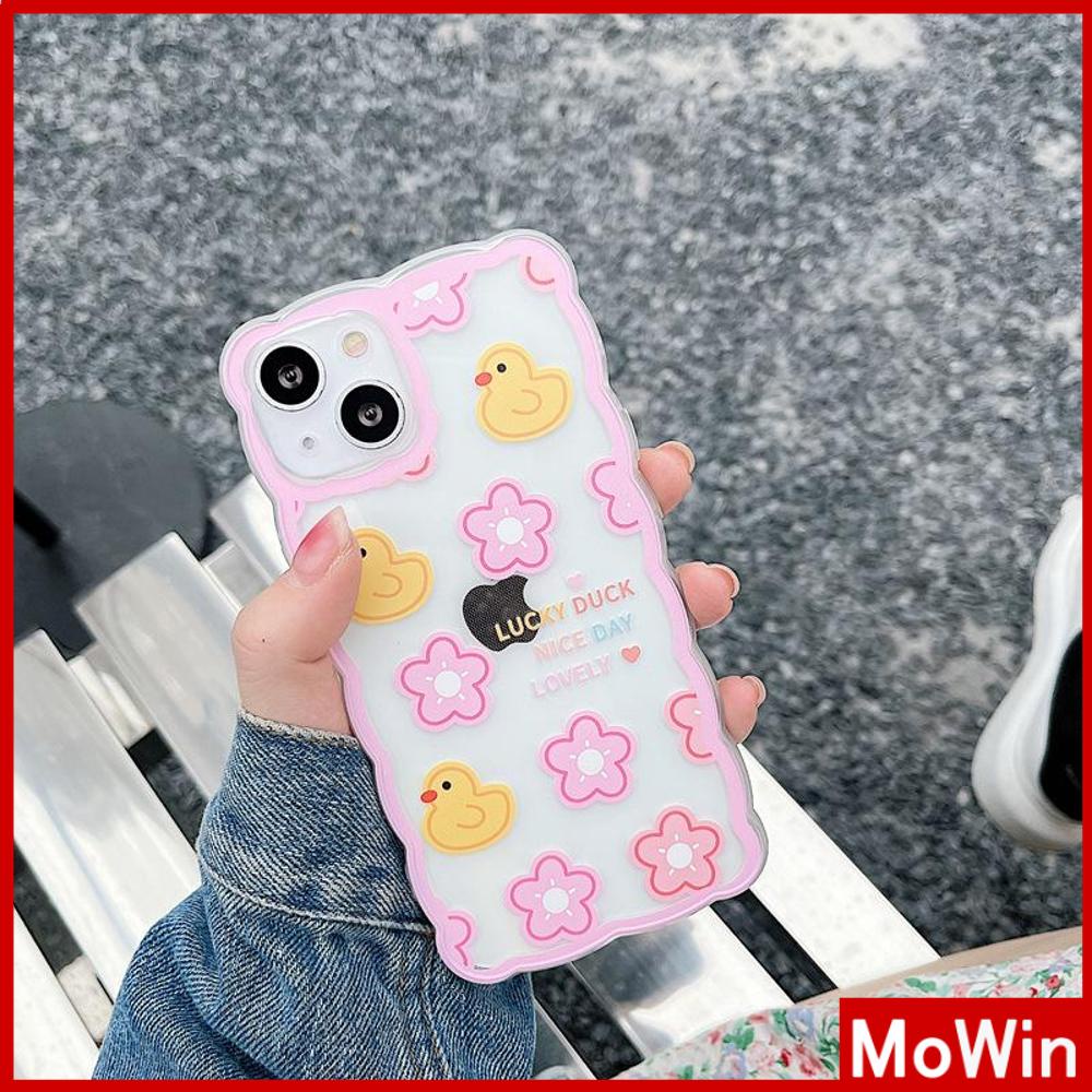 iPhone Case Silicone Soft Case Clear Case Wave Non-Slip Shock Resistant Camera Full Coverage Protection Flower Duck For iPhone 13 Pro Max iPhone 12 Pro Max iPhone 11 iPhone 7 Plus