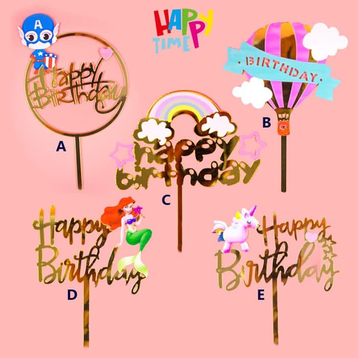 CAKE TOPPER ACRYLIC KARAKTER HAPPY BIRTHDAY HIASAN CAKE TOPPER MURAH