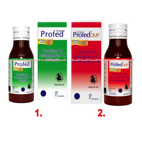 Profed Syrup Triprolidine HCL 60ml Profed DMP Obat Pilek Flu Batuk Gatal Kering Berdahak Profeddmp Profet Merah Hijau Red Green