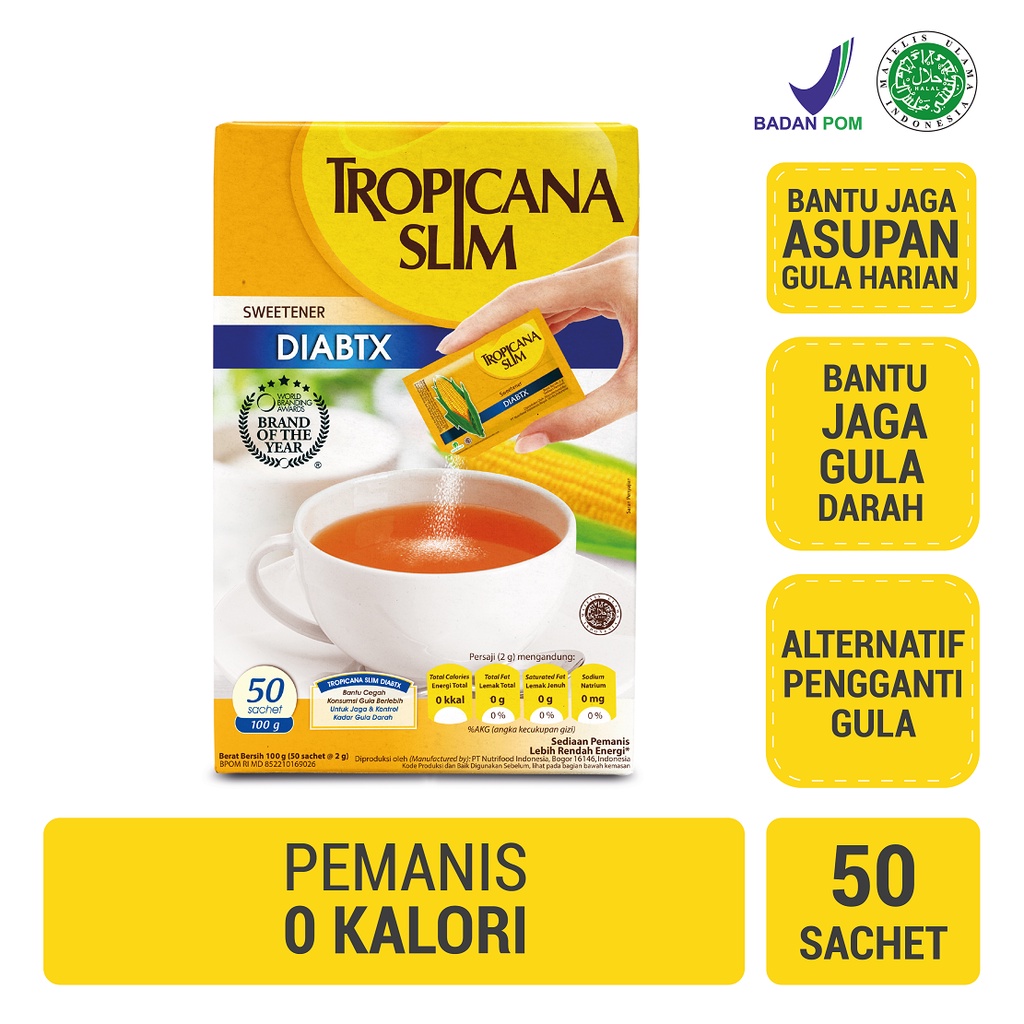 

Tropicana Slim Sweetener Diabtx 50 Sachet - Pemanis untuk Diabetesi
