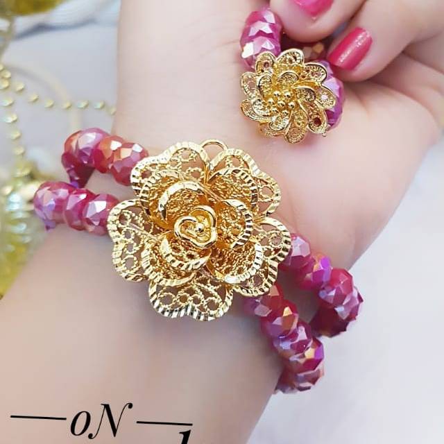 Xuping gelang batu plus cincin lapis emas 24k 1024