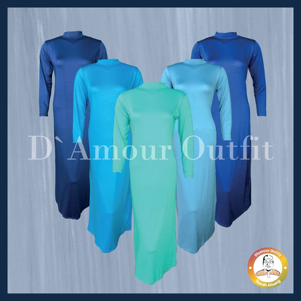 Baju Manset Gamis Tangan Panjang Wanita Kerah Leher Turtle Neck Polos Inner Long Dress Dalaman Gamis Perempuan Warna Kulit Bahan Rayon Spandek Kaos Daleman Cewe Hijab Dewasa Anak Pendek Mangset GAmis Atasan Cewek Jumbo Big Size LD 120 130 140 Premium