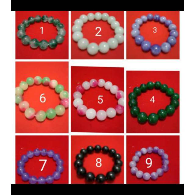 Gelang batu giok warna/gelang natural/gelang kesehatan 12 mm