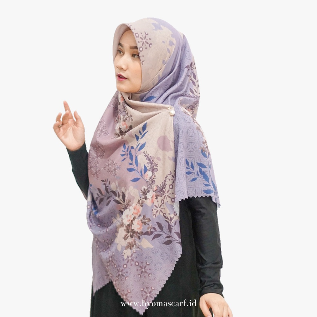 Hijab Voal Ultrafine Printing Lasercut Jilbab Syari Segiempat Premium Sprayrose Lilac 140x140 cm