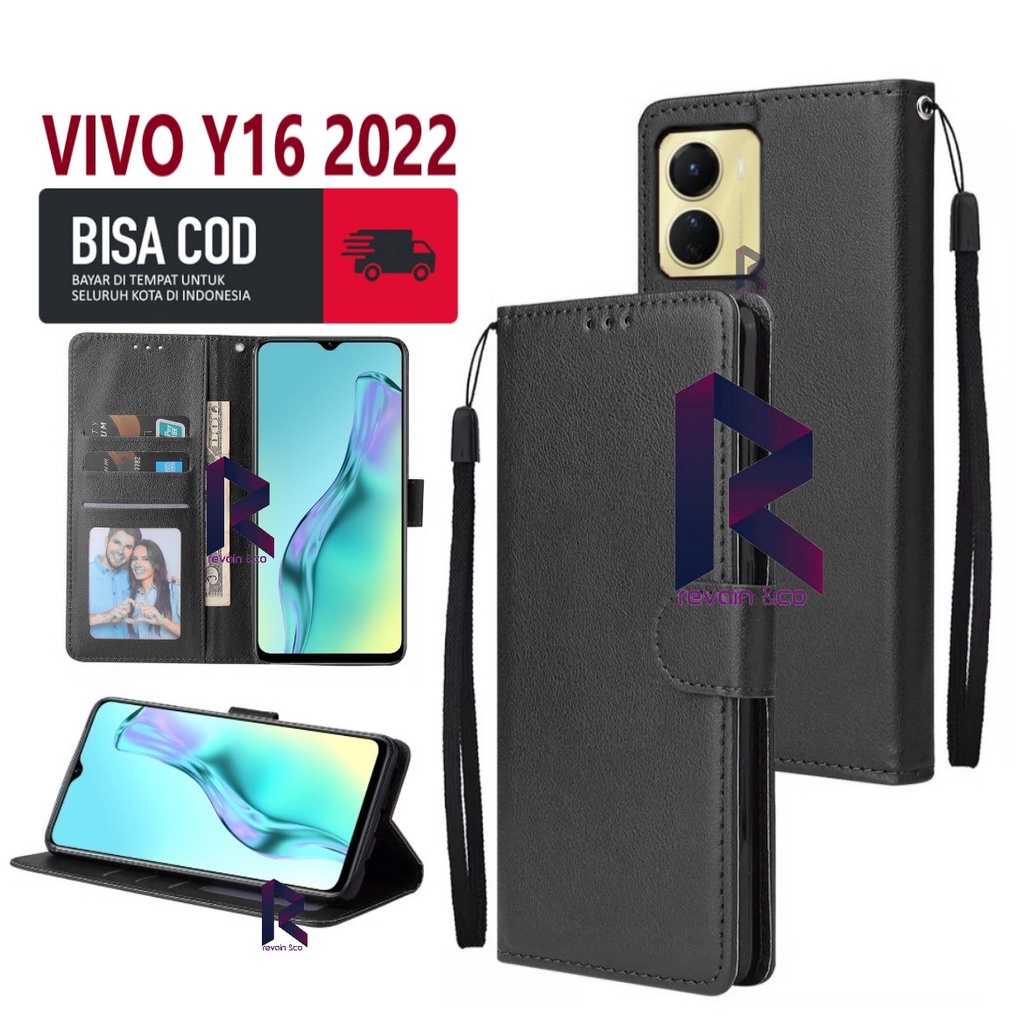 FLIP COVER VIVO Y16 2022 FLIP WALLET LEATHER KULIT PREMIUM SARUNG BUKA TUTUP FLIP CASE VIVO Y16 2022