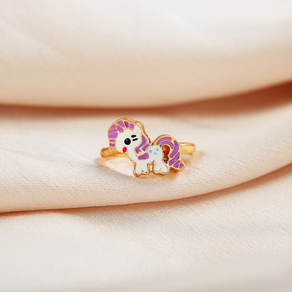 Y448 Cincin Anak Modle Unicorn Cantik Titanium Cincin Aksesoris Lapis Emas 18k Anti Karat Children's Ring Jewelry Gift