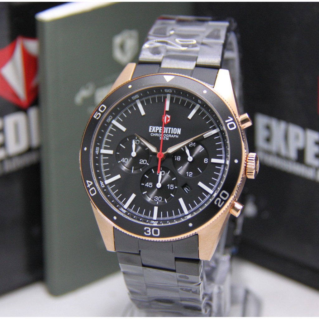 EXPEDITION 6791 PRIA BLACK ROSEGOLD ORIGINAL EXP6791 EXP 6791 JAM TANGAN COWOK ARLOJI COWOK