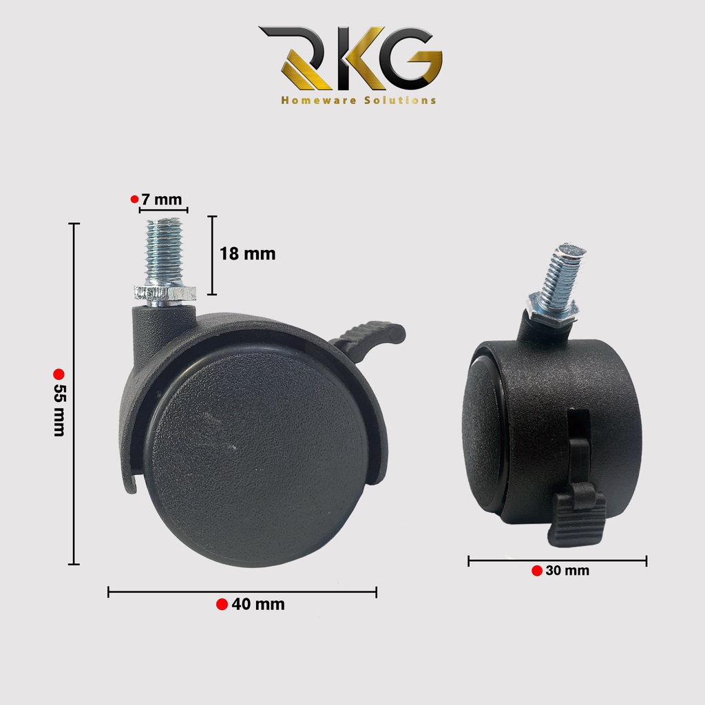 RKG Roda Caster Kursi Kantor 1.5 Inch / Roda Kastor Kursi Rak Etalase-1