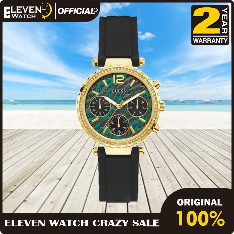[Promo] Jam Tangan Wanita Guess GW0113L1 Black & Gold SOLSTICE  Garansi 2 Tahun [COD]
