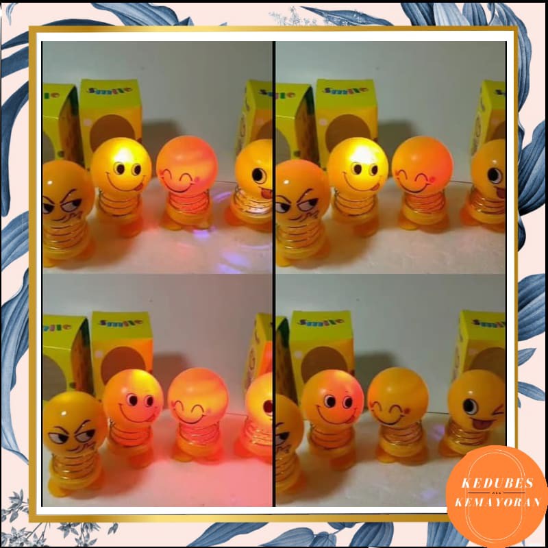 Boneka Perr Goyang LED Kepala Emoticon Emoji Spring Shaking Head Doll Toys [KK]