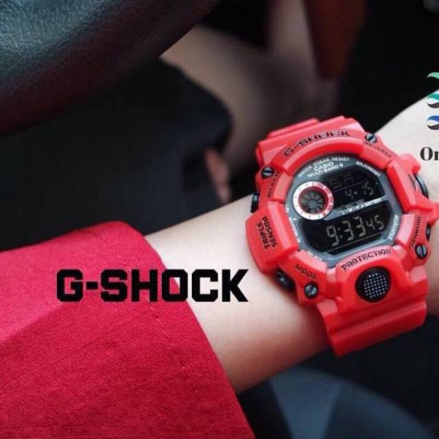 JAM TANGAN SPORT PRIA GSHOCK RANGEMAN TALI RUBBER DIGITAL WATCH MERAH