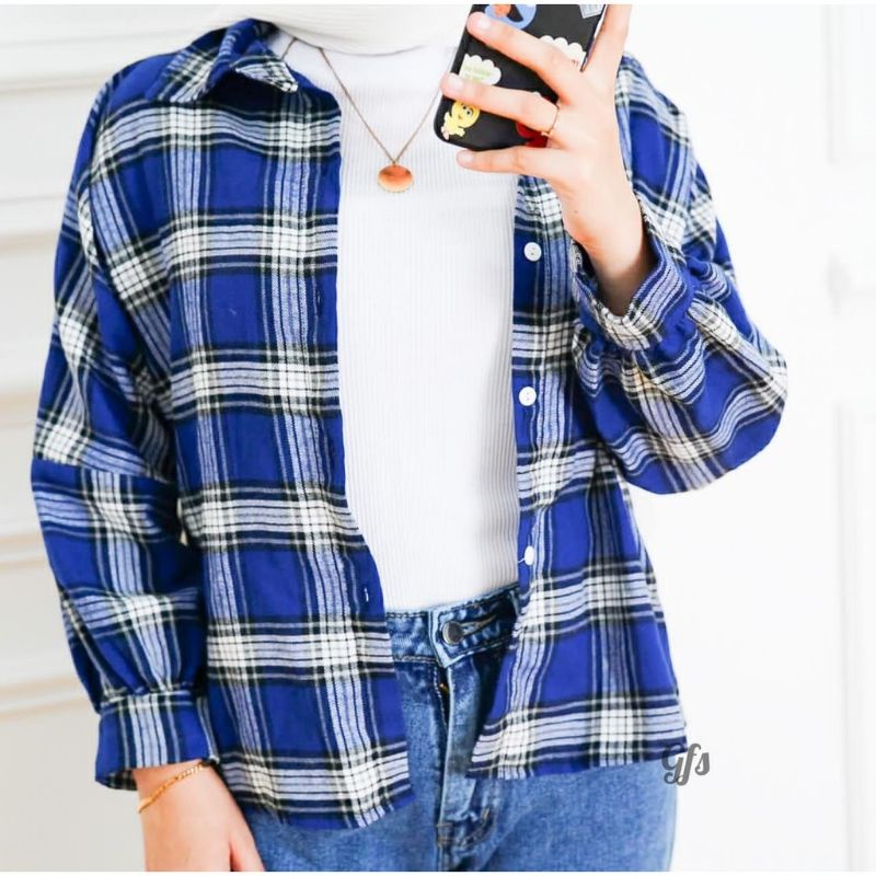 KEMEJA KOTAK FLANEL TERMURAH TANGAN BALON