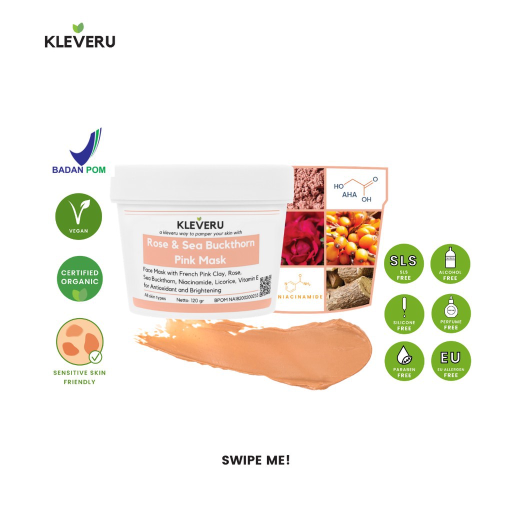 BPOM KLEVERU Rose and Sea Buckthorn Pink Mask / CLAY MASK PINK KLEVERU