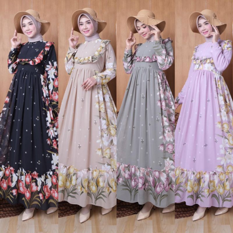 Gamis Bunga pinggir tulip