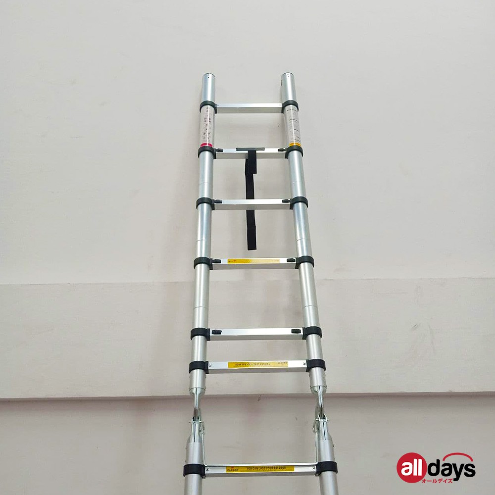 Alldays 2 in 1 Tangga Lipat Teleskopik DOUBLE STRAIGHTABLE 2,8 + 2,8 METER Alumunium Ladder Bahan Kuat, Praktis, Simple