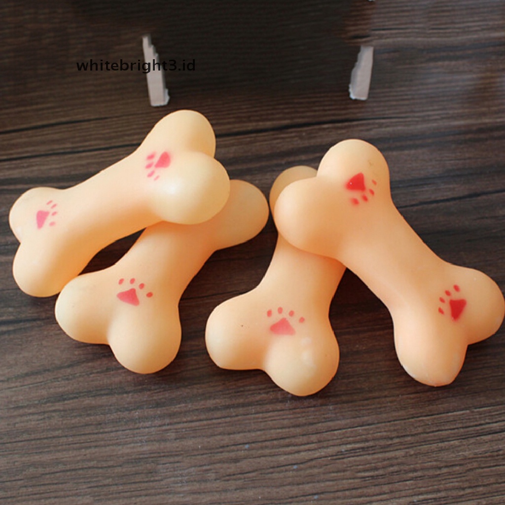 {whitebright3.id} New Pet Dog Puppy Chew Toy Soft Small Rubber Bone Squeaky Fun Toys Orange ,